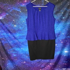 Enfocus- Blue & Black Sleeveless Paisley Dress 16w